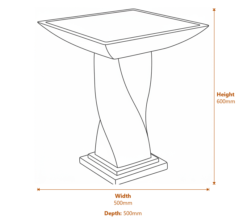 Stone Bird Baths Dimensions Diagram