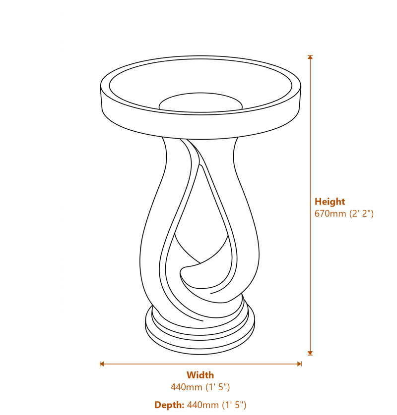 Stone Bird Baths Dimensions Diagram