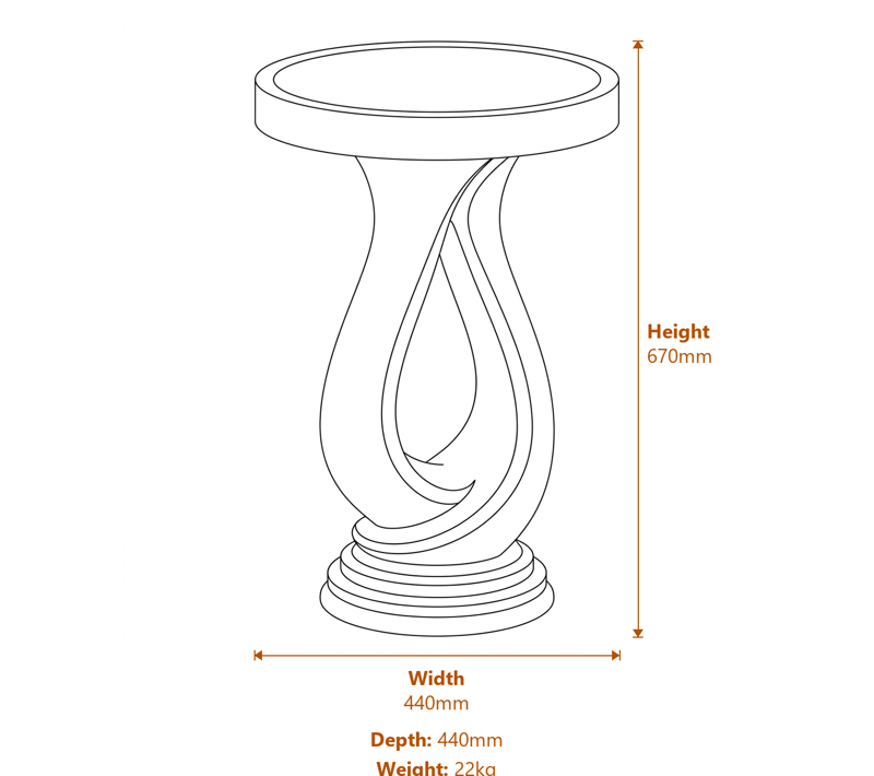 Stone Bird Baths Dimensions Diagram