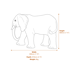 Extra Large Elephant Garden Statue in Grey Dimensions Diagram