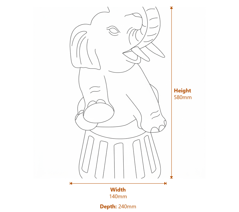 African Animal Garden Ornaments Dimensions Diagram