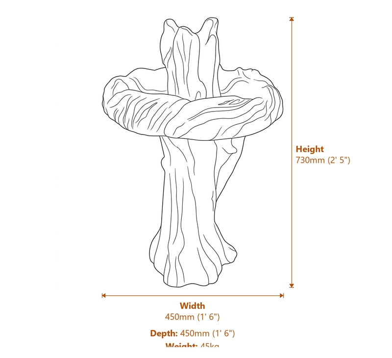 Stone Bird Baths Dimensions Diagram