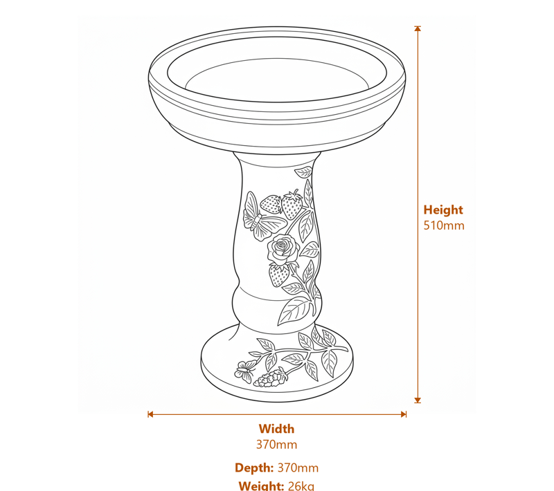 Stone Bird Baths Dimensions Diagram