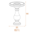 Fosse Birdbath in Sandstone Dimensions Diagram