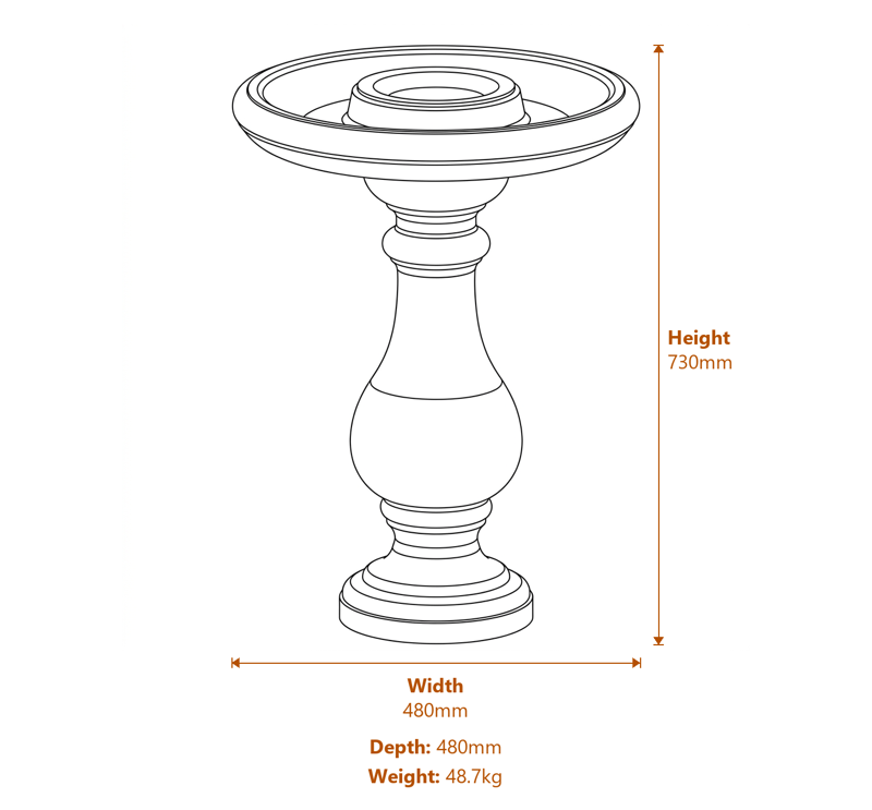 Stone Bird Baths Dimensions Diagram