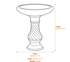 Georgian Birdbath in Stone Dimensions Diagram