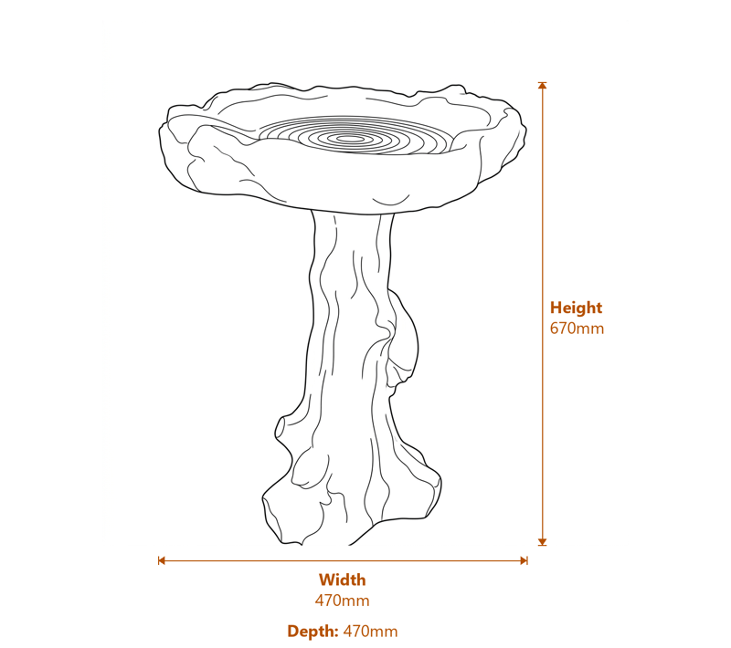Stone Bird Baths Dimensions Diagram
