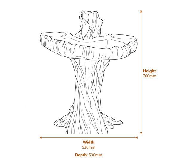 Nuthatch Birdbath in Sandstone Dimensions Diagram