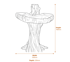 Nuthatch Birdbath in Sandstone Dimensions Diagram