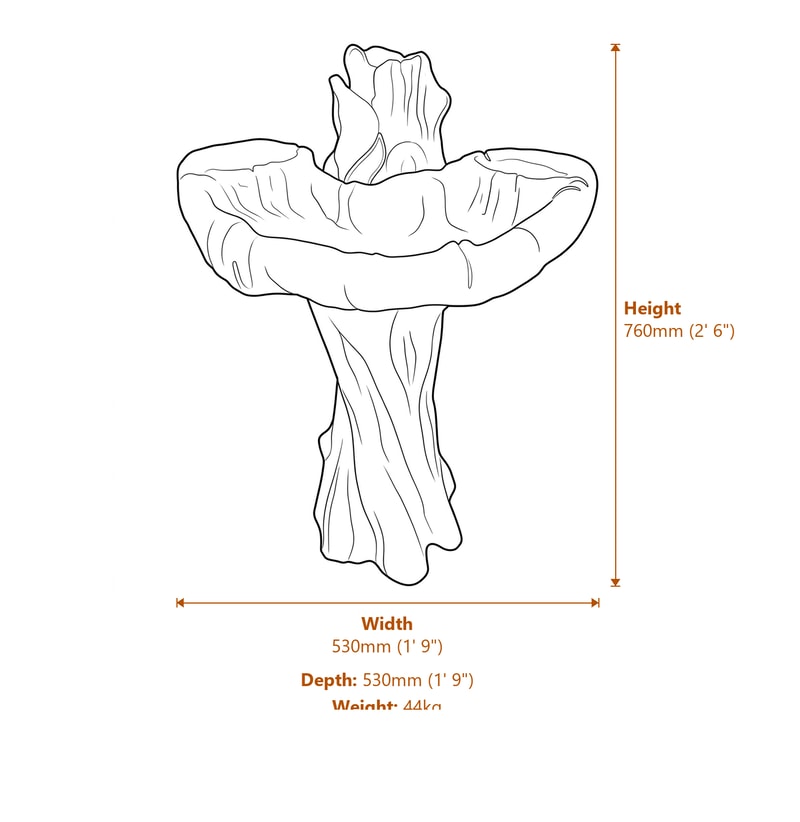 Stone Bird Baths Dimensions Diagram