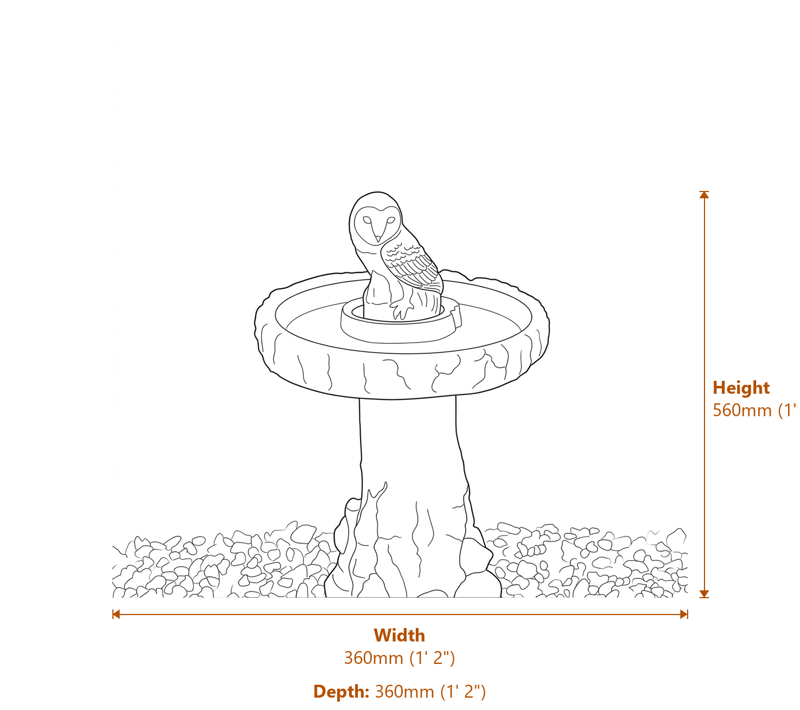 Stone Bird Baths Dimensions Diagram