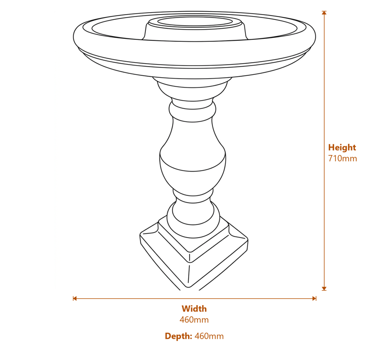 Stone Bird Baths Dimensions Diagram