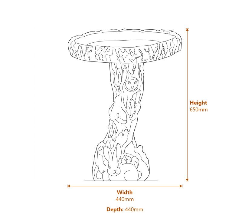 Stone Bird Baths Dimensions Diagram