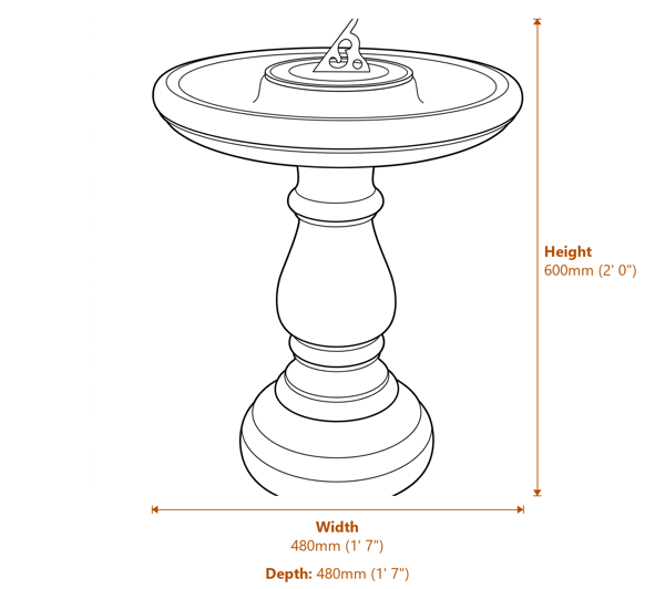 Edwardian Sundial in Sandstone Dimensions Diagram