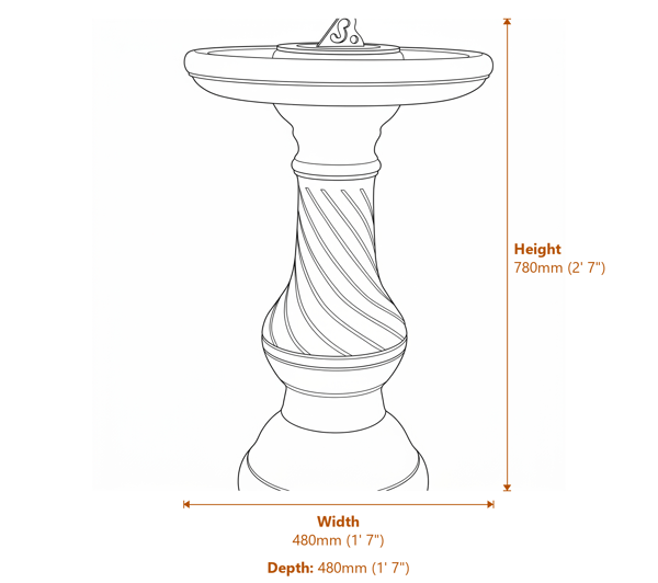 Georgian Sundial in Sandstone Dimensions Diagram