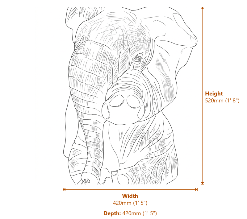 African Animal Garden Ornaments Dimensions Diagram