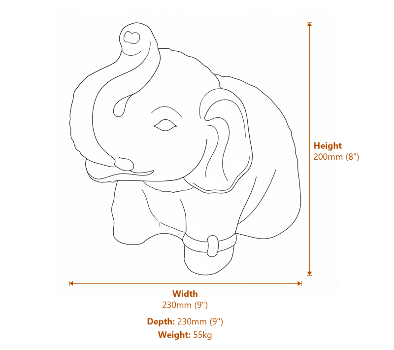 African Animal Garden Ornaments Dimensions Diagram