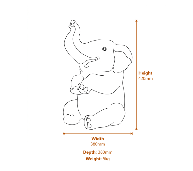 African Animal Garden Ornaments Dimensions Diagram