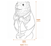 Hedgehog with Spade ornament dimensions - 250mm high 140mm wide