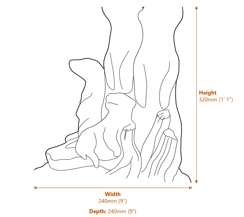 Meerkat Family Stone Garden Ornament in Sandstone Dimensions Diagram