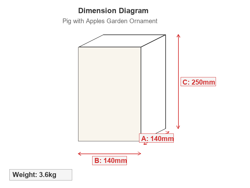 Pig with Apples Garden Ornament in Sandstone Dimensions Diagram