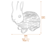 Sitting Rabbit Garden Ornament in Stone Dimensions Diagram