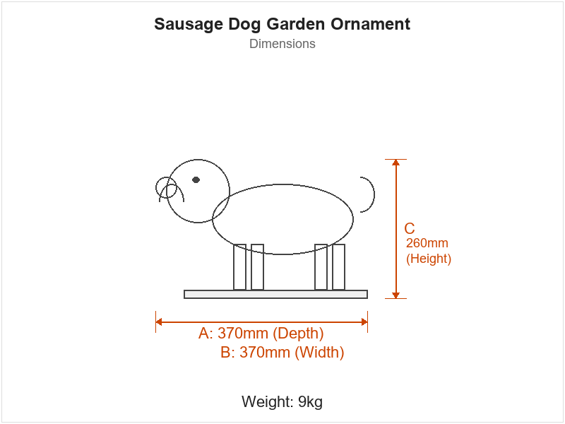 Dog Garden Ornaments Dimensions Diagram