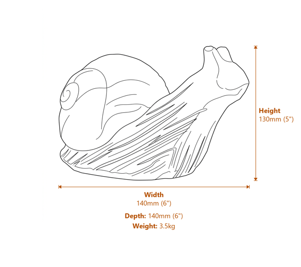 Sleepy Snail Garden Ornament in Sandstone Dimensions Diagram