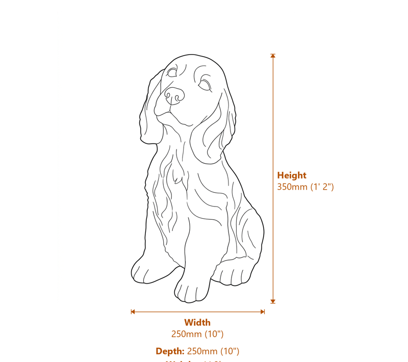Dog Garden Ornaments Dimensions Diagram