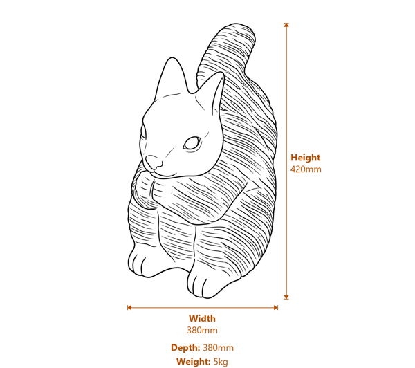 Rustic Squirrel Garden Ornament in Stone Dimensions Diagram