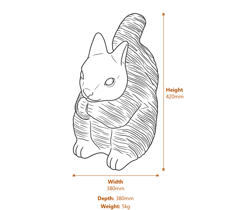 Rustic Squirrel Garden Ornament in Stone Dimensions Diagram