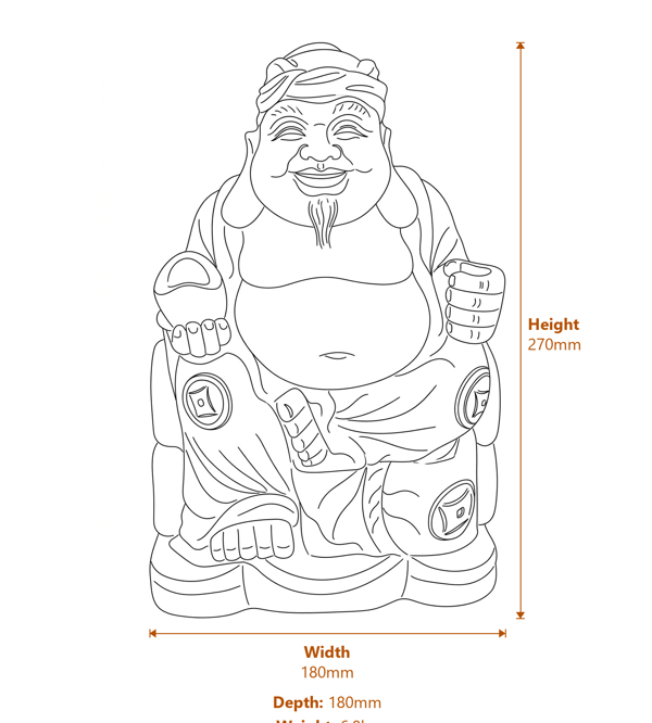 Earth Buddha Garden Ornament in Sandstone Dimensions Diagram