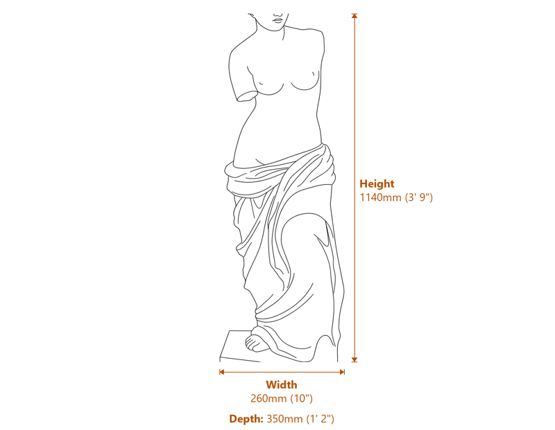 Clasic Garden Statues Dimensions Diagram