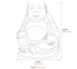 Indian Buddha Garden Ornament in Stone Dimensions Diagram