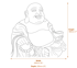 Small Jolly Buddha Garden Ornament in Stone Dimensions Diagram
