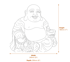 Small Jolly Buddha Garden Ornament in Sandstone Dimensions Diagram