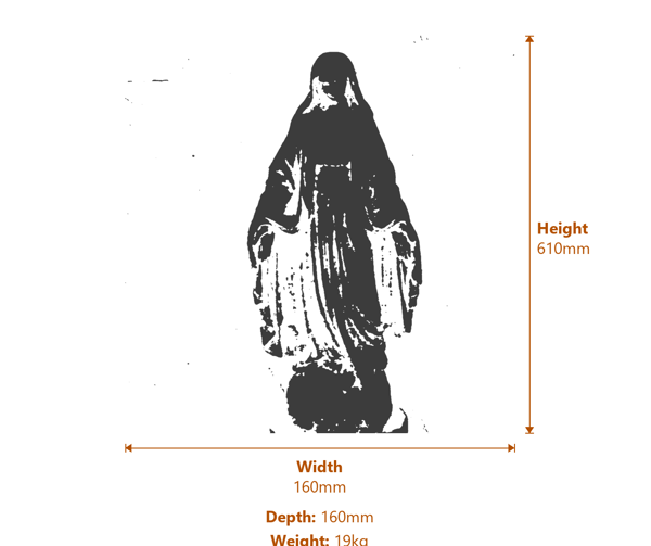 Virgin Mary Garden Statue Dimensions Diagram