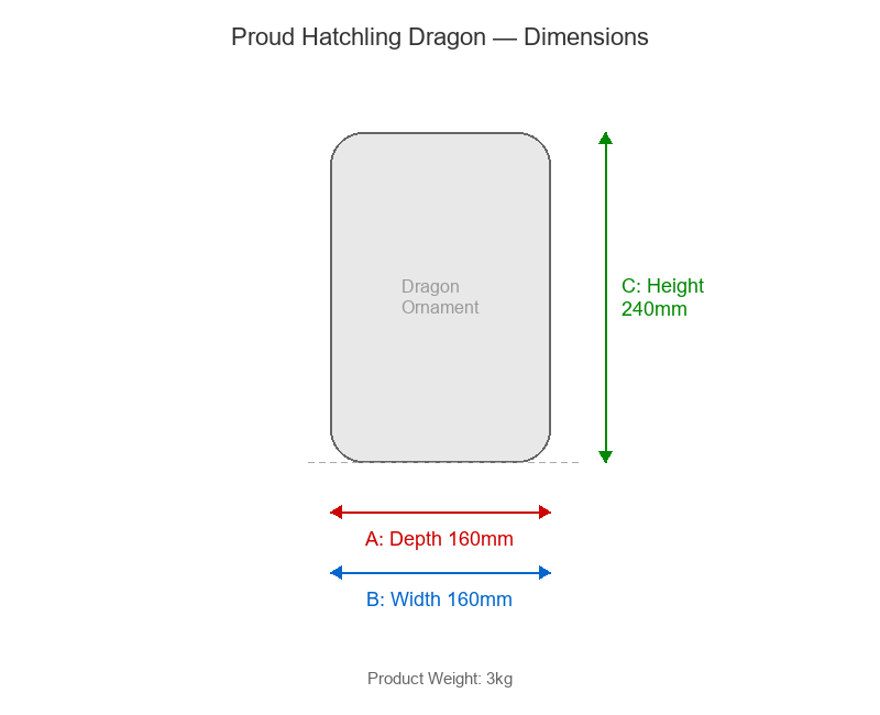 Proud Hatchling Dragon Stone Garden Ornament in Stone Dimensions Diagram
