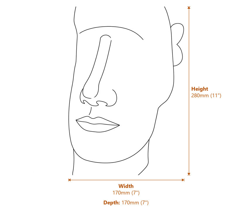 Easter Island Head Garden Ornament in Sandstone Dimensions Diagram