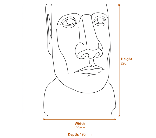 Moai Head Garden Statue in Stone Dimensions Diagram