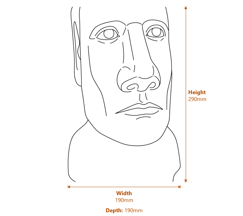 Moai Head Garden Statue in Stone Dimensions Diagram