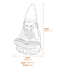 Reading Wizard Stone Garden Ornament in Stone Dimensions Diagram