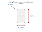 Sitting Princess Stone Garden Ornament dimensions diagram