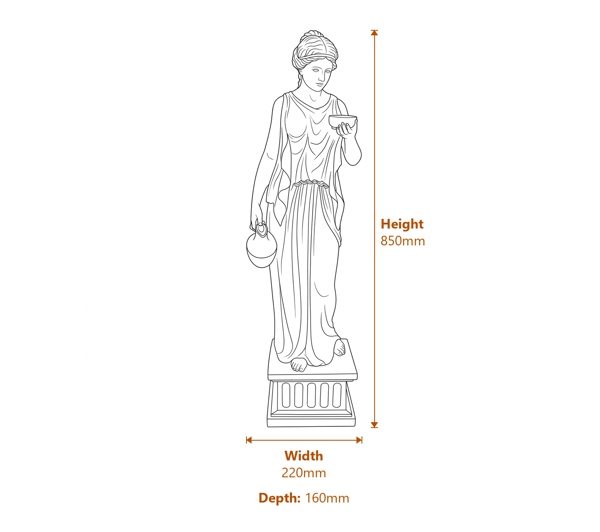 Large Hebe Goddess Garden Statue Dimensions Diagram