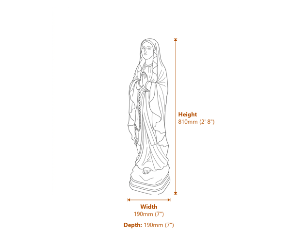 Novice Nun Garden Statue Dimensions Diagram