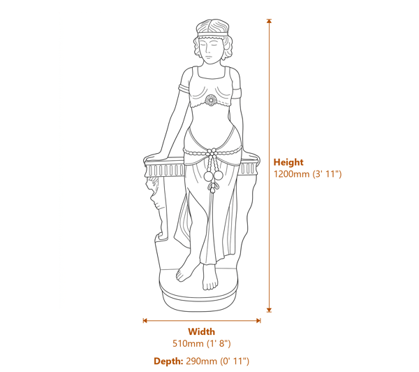 Cleopatra Garden Ornament Dimensions Diagram