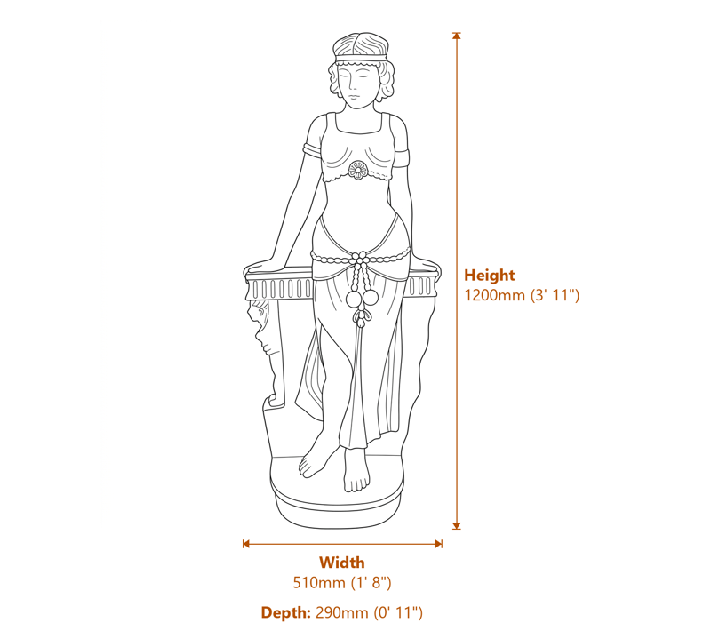 Cleopatra Garden Ornament Dimensions Diagram