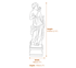 Diana the Hunter Garden Statue Small Dimensions Diagram
