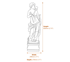 Diana the Hunter Garden Statue Large Dimensions Diagram