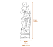 Diana the Hunter Garden Statue Extra Large Dimensions Diagram